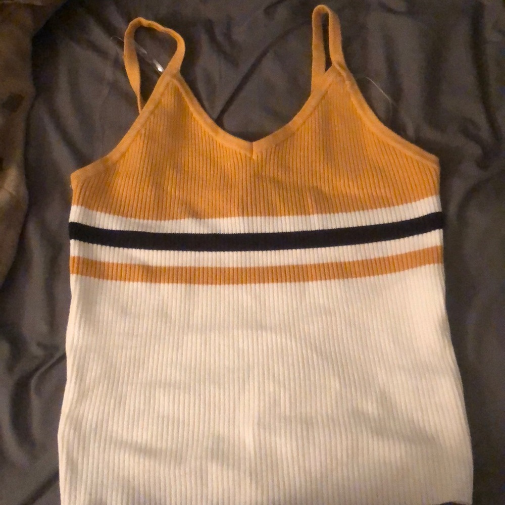yellow white and black cropped cami